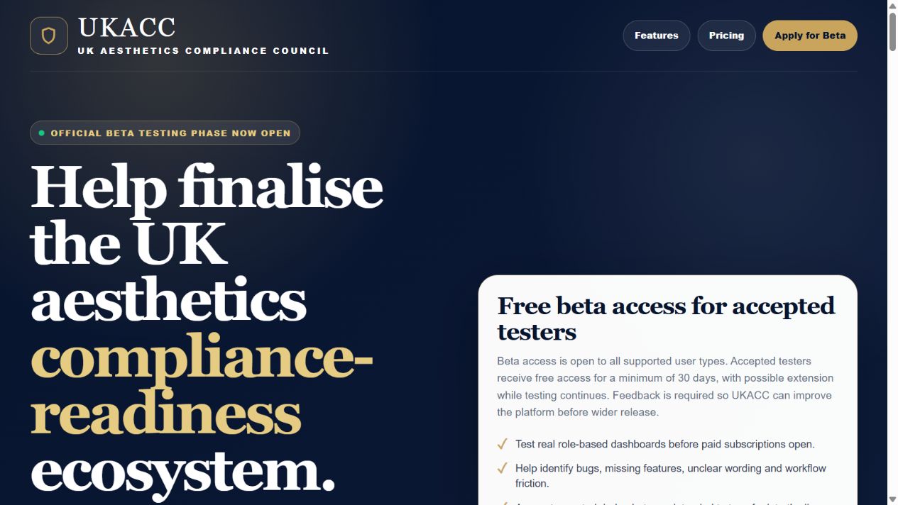 UKACC public beta website
